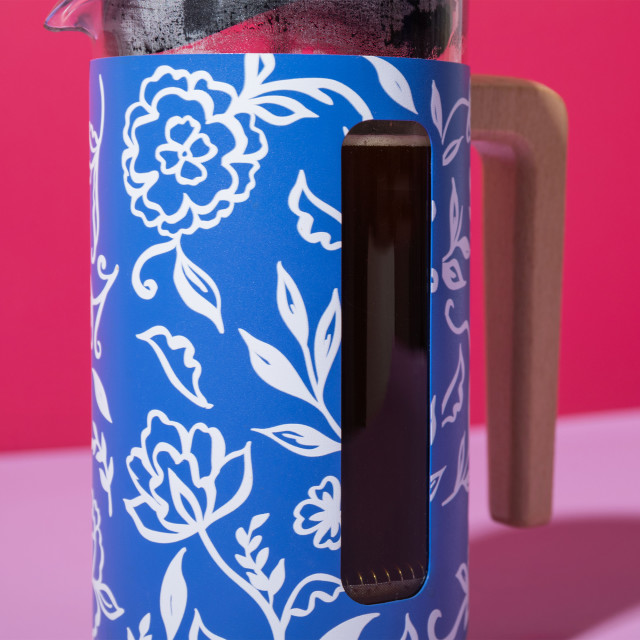La Cafetiere Blu Fiorato Pisa 8-Cup Cafetiere, 1L