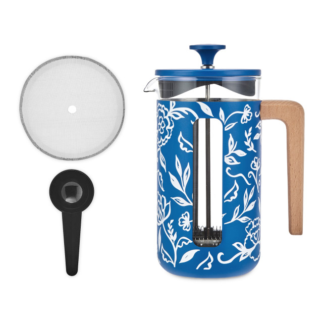 La Cafetiere Blu Fiorato Pisa 8-Cup Cafetiere, 1L