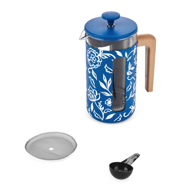 La Cafetiere Blu Fiorato Pisa 8-Cup Cafetiere, 1L