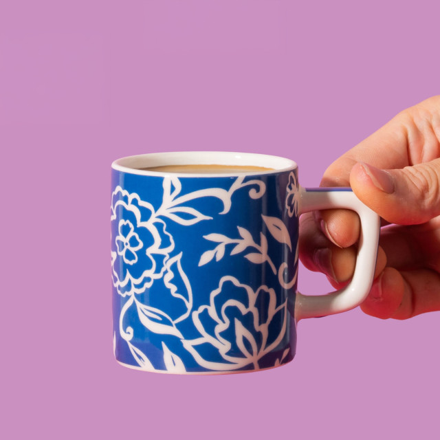 La Cafetiere Blu Fiorato Ceramic Espresso Cup, 120ml - Blue