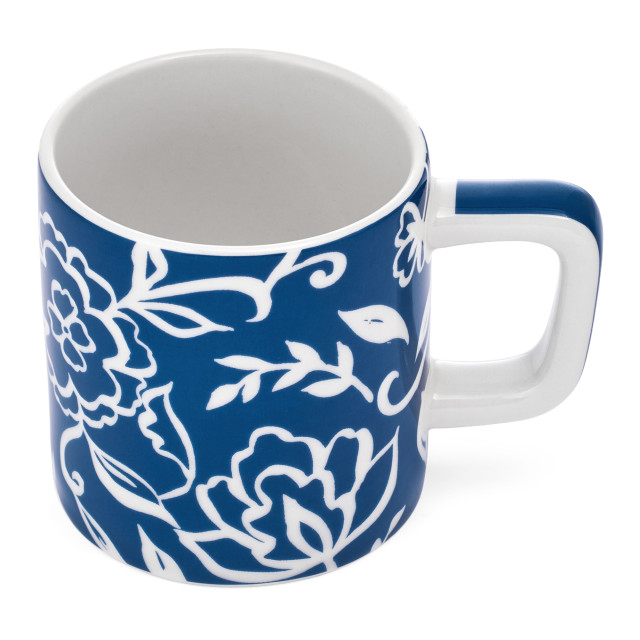 La Cafetiere Blu Fiorato Ceramic Espresso Cup, 120ml - Blue