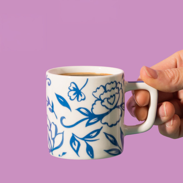 La Cafetiere Blu Fiorato Ceramic Espresso Cup, 120ml - White