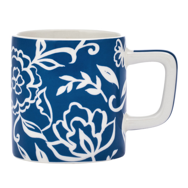 La Cafetiere Blu Fiorato Ceramic Espresso Cup, 120ml - Blue