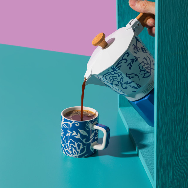 La Cafetiere Blu Fiorato Ceramic Espresso Cup, 120ml - Blue