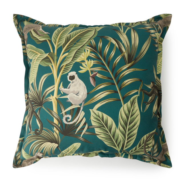Humble & Mash Ubud Monkey Forest Outdoor Printed Scatter with Feather Blend Inner, 60cm x 60cm