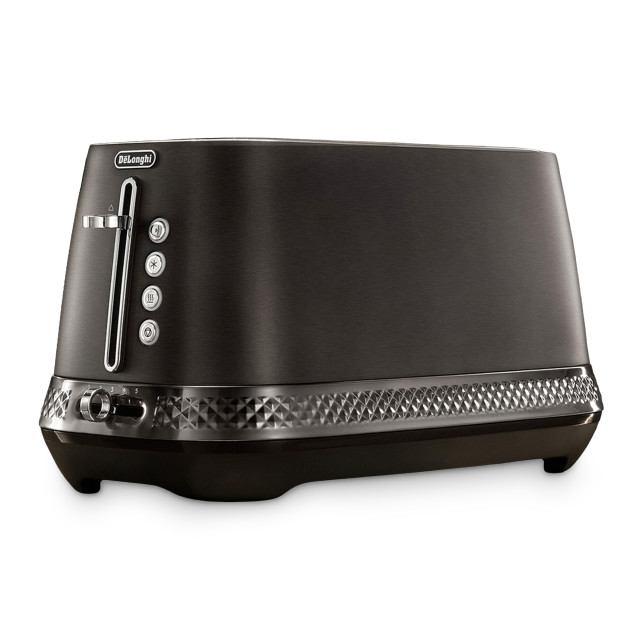 DeLonghi Diadema Long Slot 2-Slice Toaster, 1500W - Black Metal