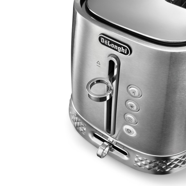 DeLonghi Diadema Long Slot 2-Slice Toaster, 1500W - Metallic