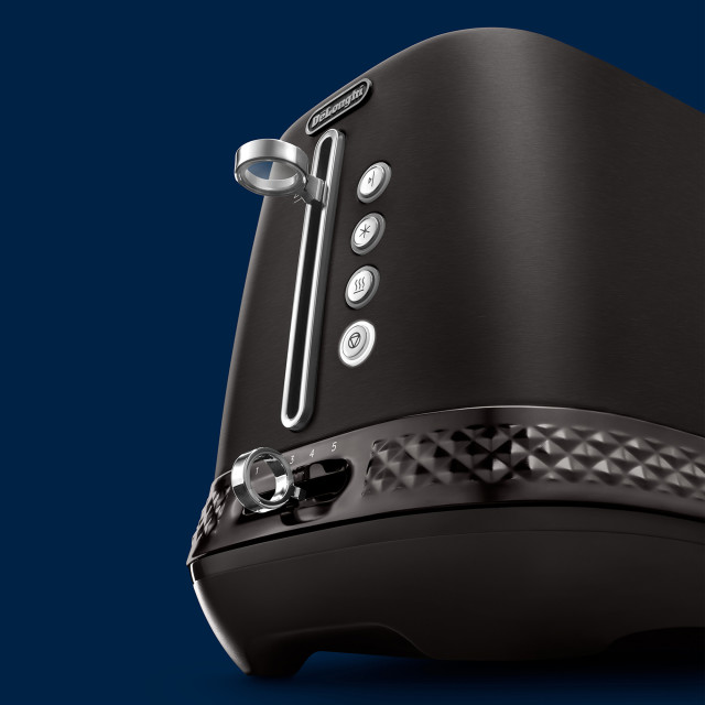 DeLonghi Diadema Long Slot 2-Slice Toaster, 1500W - Black Metal