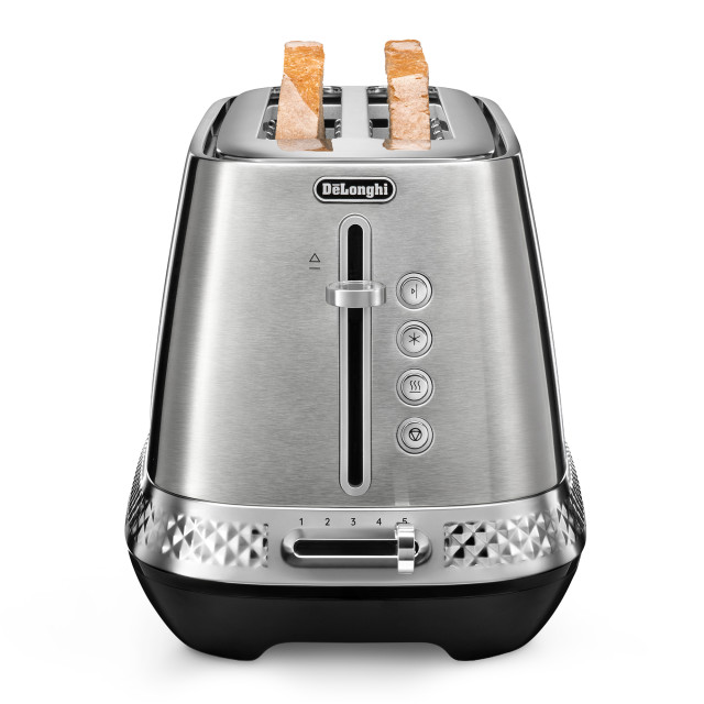 DeLonghi Diadema Long Slot 2-Slice Toaster, 1500W - Metallic