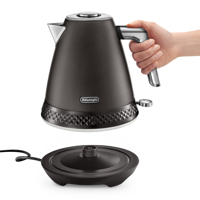 DeLonghi Diadema Cordless Electric Kettle, 1.7L - Black Metal