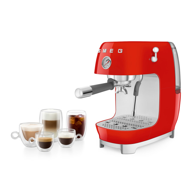 Smeg Manual Espresso Coffee Machine with Cold Brew - Red