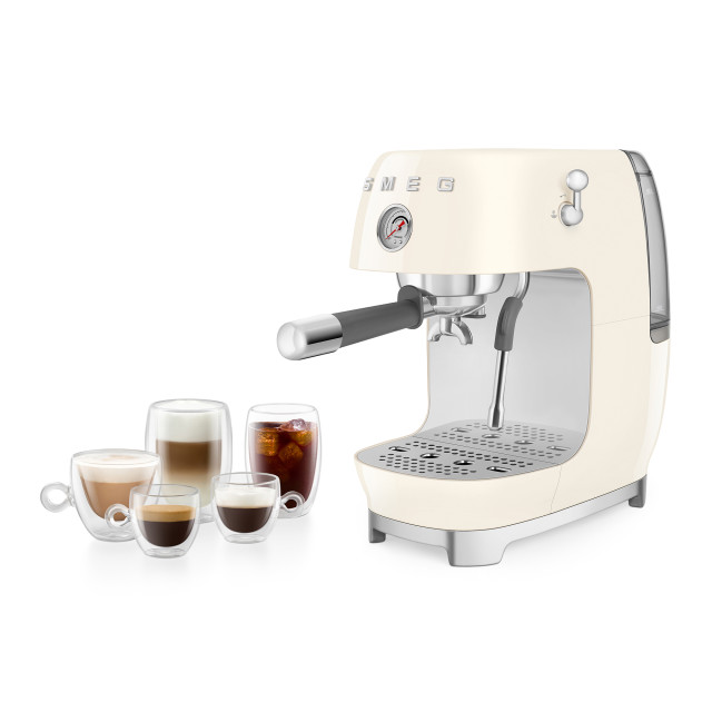 Smeg Manual Espresso Coffee Machine with Cold Brew - Cream