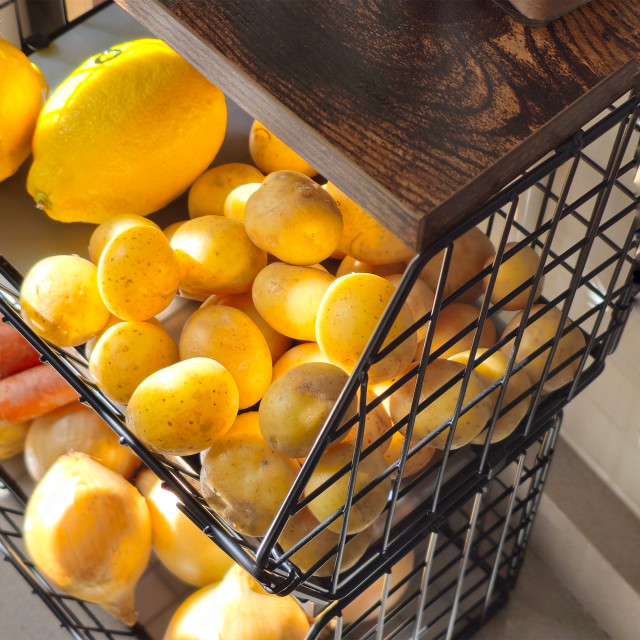 Trendz Of Today Stackable Metal & Wooden Baskets, Set of 2