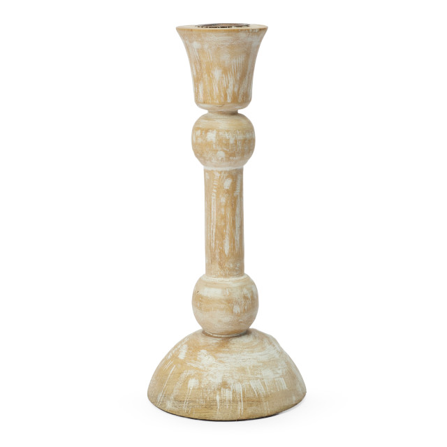 Humble & Mash White Wash Wooden Dinner Candle Holder