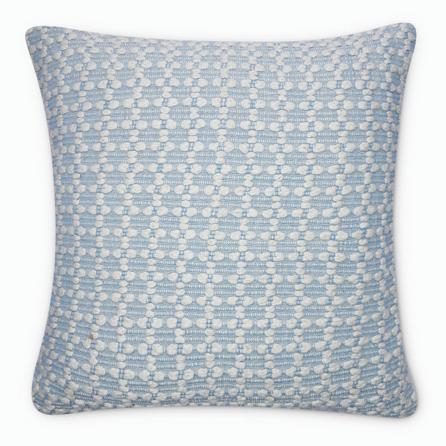 Thread Office Blue Gridlock Scatter Cushion with Feather Blend Inner, 50cm x 50cm back view
