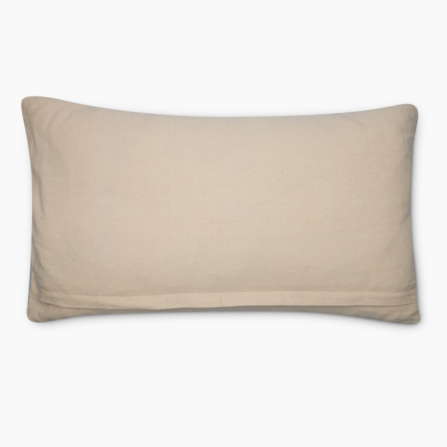 Thread Office Abstract Sea Blue Embroidery Scratch Scatter Cushion with Feather Blend Inner, 40cm x 70cm back view