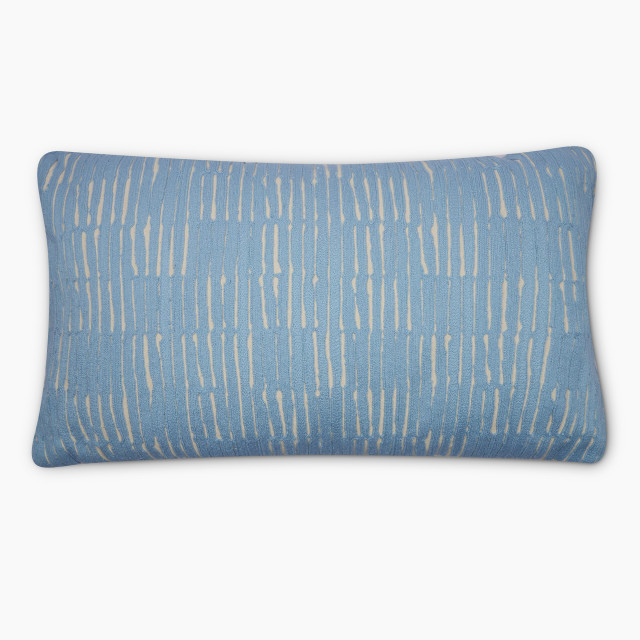 Thread Office Abstract Sea Blue Embroidery Scratch Scatter Cushion with Feather Blend Inner, 40cm x 70cm