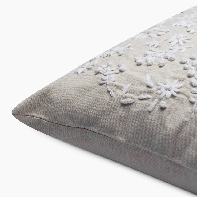 Thread Office Wild Flower Stone Embroidery Scatter Cushion with Feather Blend Inner, 50cm x 50cm close up