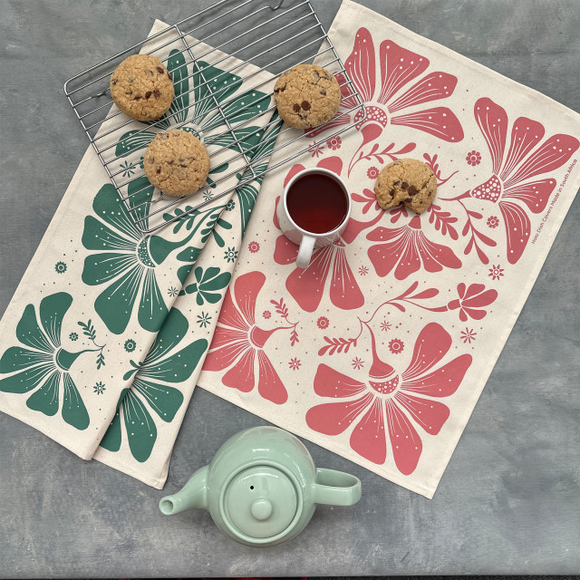 Halo Dish Covers Retrobloom Tea Towel Cotton - Terrarosa Pink