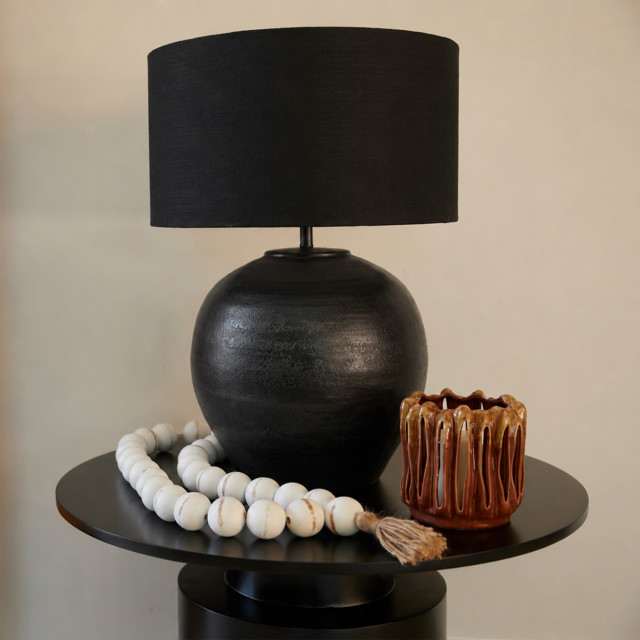 Humble & Mash Black Beacon Ceramic Table Lamp - Black