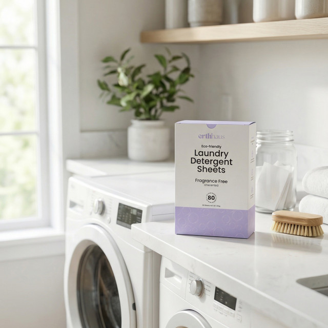 Erthhaus Eco-Friendly Fragrance-Free Laundry Detergent Sheets, 80-Piece