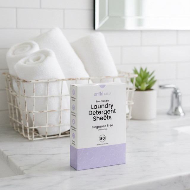 Erthhaus Eco-Friendly Fragrance-Free Laundry Detergent Sheets, 80-Piece