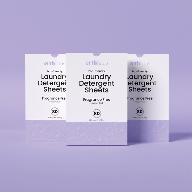 Erthhaus Eco-Friendly Fragrance-Free Laundry Detergent Sheets, 80-Piece