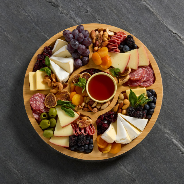 Farberware Build-a-Board Bamboo Divided Round Serving Board