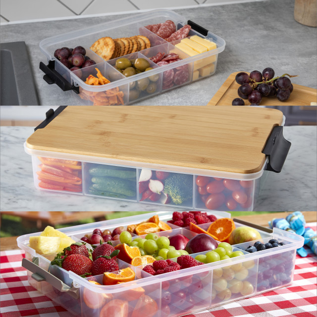 Farberware SnackleBox 7-Compartment Bamboo Box & Board
