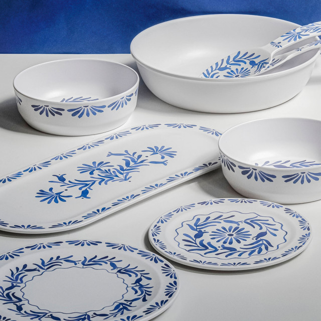 Abode Azul Melamine Dinner Bowl, 19cm