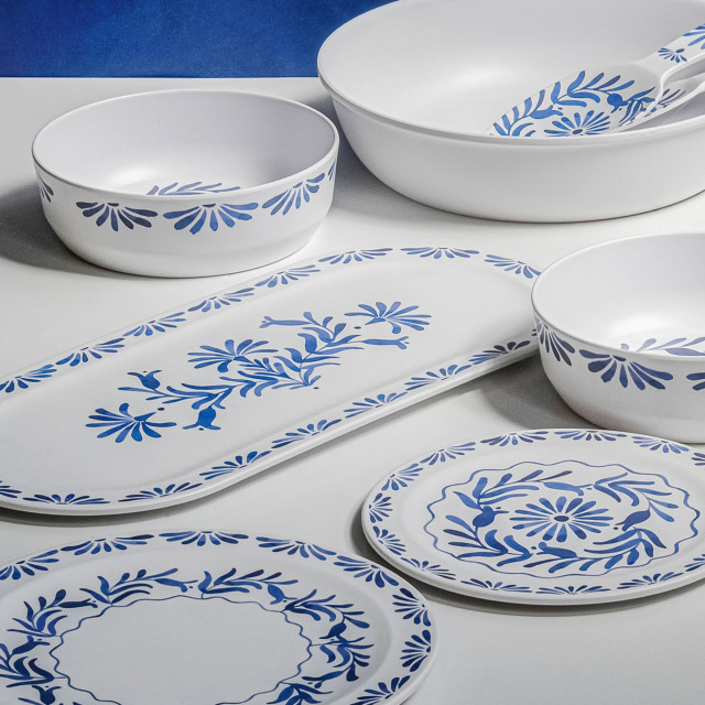 Abode Azul Melamine Serving Platter, 45cm