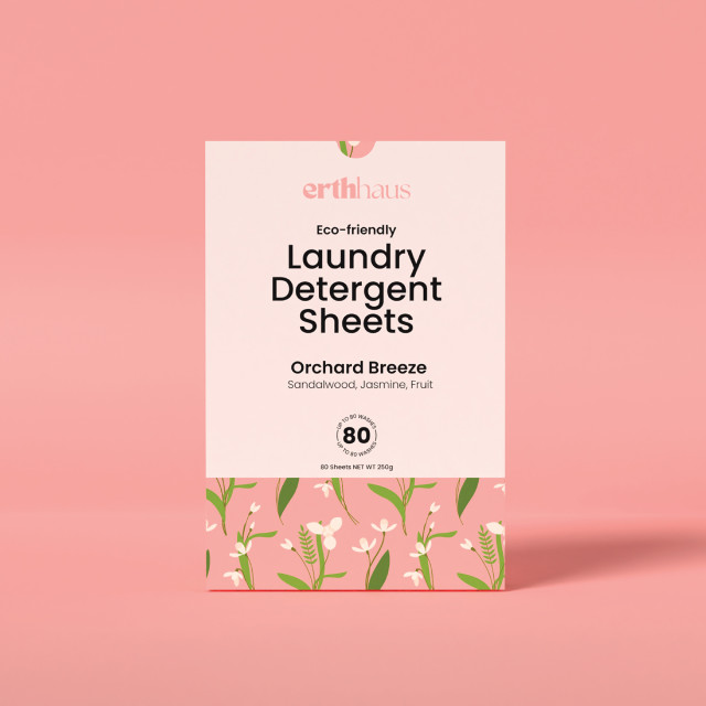Erthhaus Eco-Friendly Orchard Breeze Laundry Detergent Sheets, 80-Piece