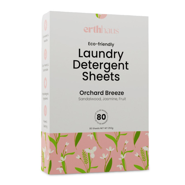 Erthhaus Eco-Friendly Orchard Breeze Laundry Detergent Sheets, 80-Piece