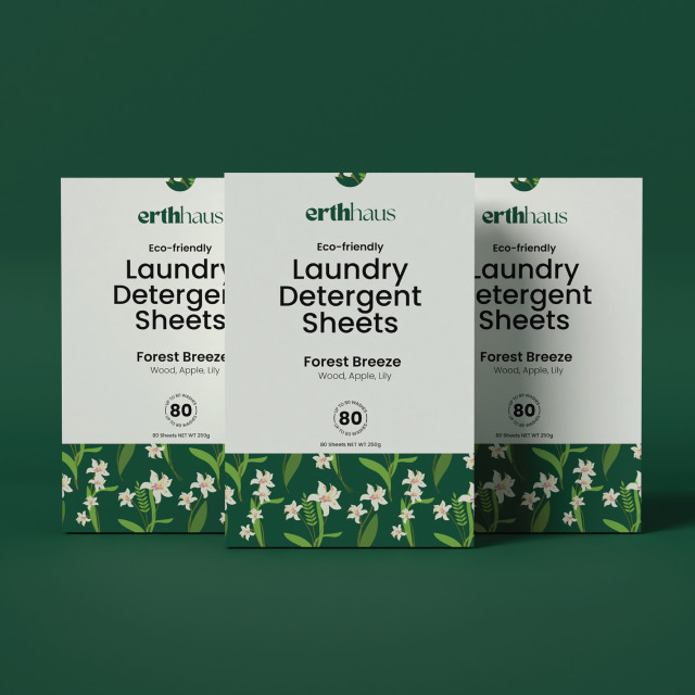 Erthhaus Eco-Friendly Forest Breeze Laundry Detergent Sheets, 80-Piece