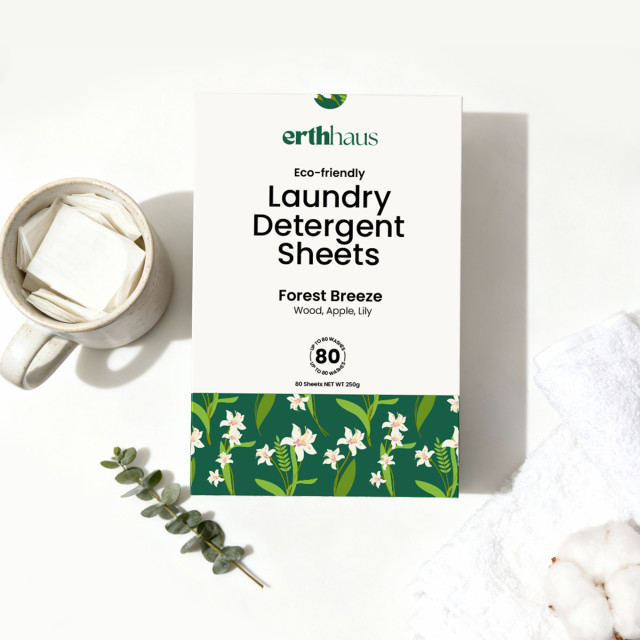 Erthhaus Eco-Friendly Forest Breeze Laundry Detergent Sheets, 80-Piece