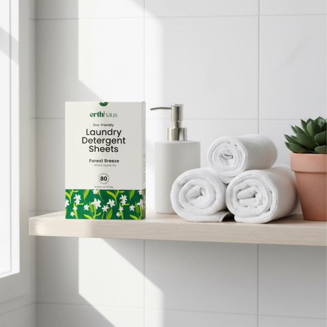 Erthhaus Eco-Friendly Forest Breeze Laundry Detergent Sheets, 80-Piece