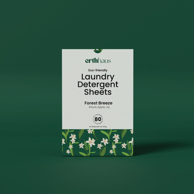 Erthhaus Eco-Friendly Forest Breeze Laundry Detergent Sheets, 80-Piece