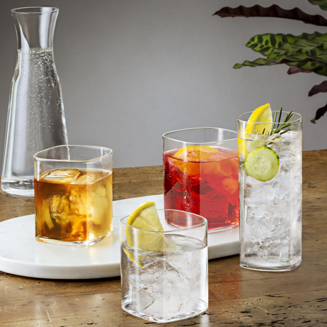 Luigi Bormioli Top Class Aqua Square Tumblers, Set of 6