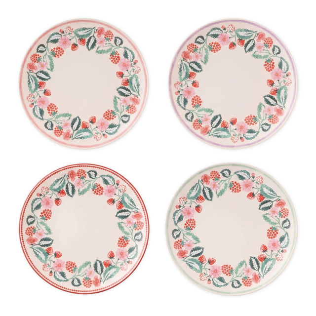 Cath Kidston Raspberry Melamine Dinner Plates, Set of 4
