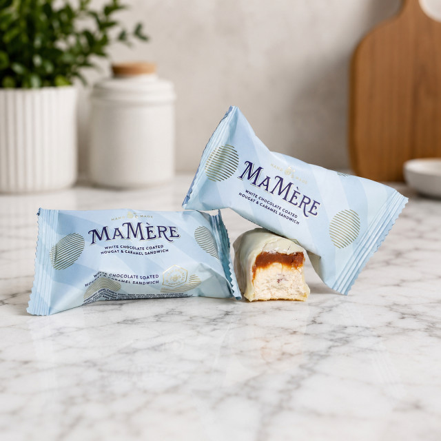 Ma Mere Confections White chocolate coated salted caramel and malt nougat sandwich gift box