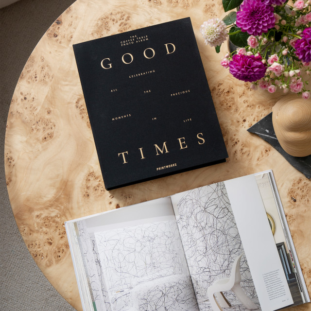 Printworks Good Times Blank Photo Album - Black on the table