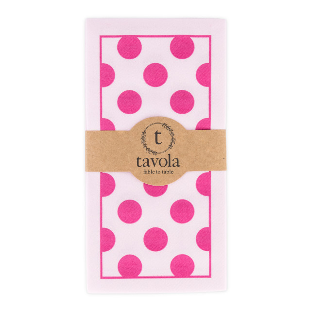 Tavola Magenta Polka Dot Slim Biodegradable Paper Napkins, Pack of 24