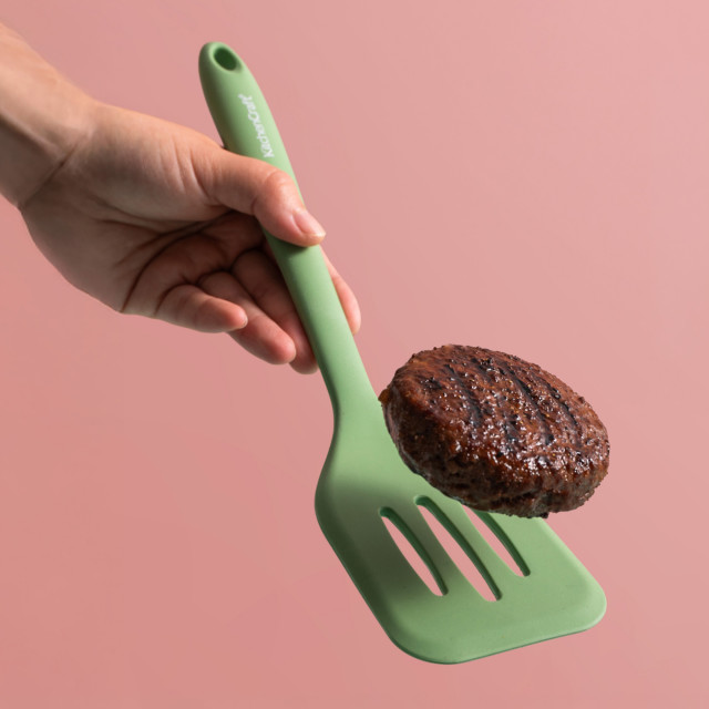 KitchenCraft Silicone Slotted Turner, Non-Stick Safe and Heat-Resistant, 30cm