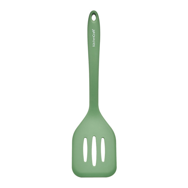 KitchenCraft Silicone Slotted Turner, Non-Stick Safe and Heat-Resistant, 30cm