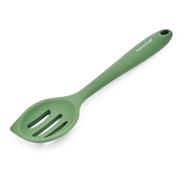 KitchenCraft Silicone Slotted Mixing Spoon, Non-Stick Safe and Heat-Resistant, 27.5cm