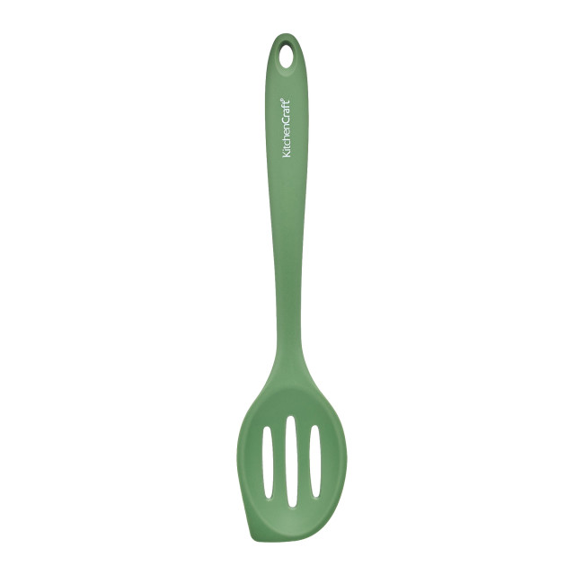 KitchenCraft Silicone Slotted Mixing Spoon, Non-Stick Safe and Heat-Resistant, 27.5cm