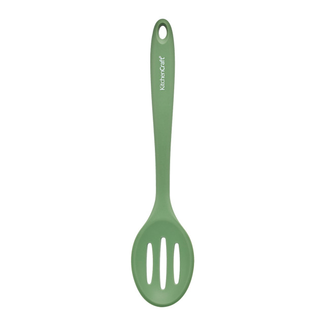 KitchenCraft Silicone Slotted Spoon, Non-Stick Safe and Heat-Resistant, 27cm