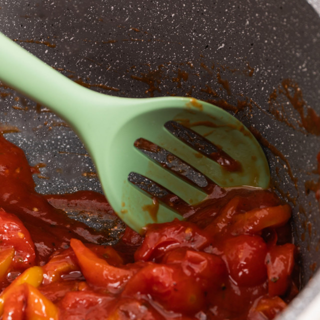 KitchenCraft Silicone Slotted Spoon, Non-Stick Safe and Heat-Resistant, 27cm