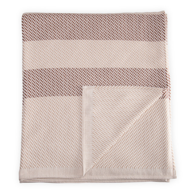 Aranda Protea Dunes Throw, 200cm x 240cm - Beige/Nutmeg
