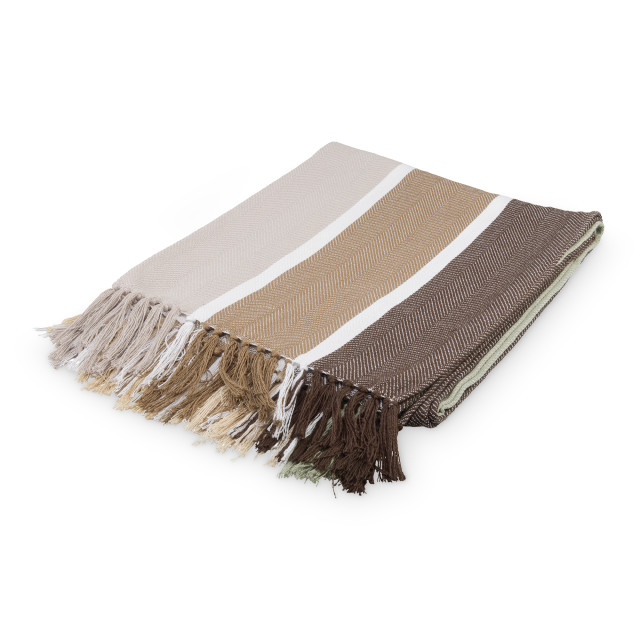 Aranda Protea Pinstripe Sunset Throw, 150cm x 200cm - Cocoa/Coffee